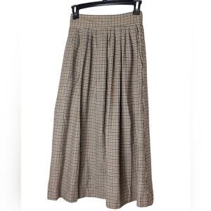 Vintage High Waisted Houndstooth A-Line Midi Skirt Wool Heritage Skirt XS